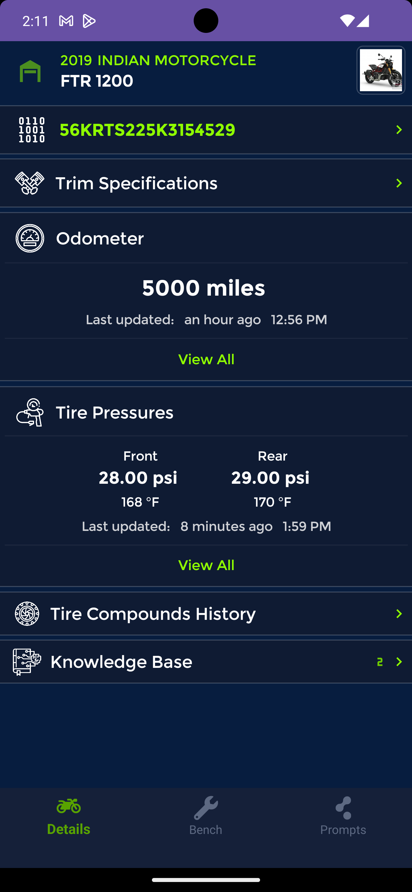 CrankyGarage mobile app screen