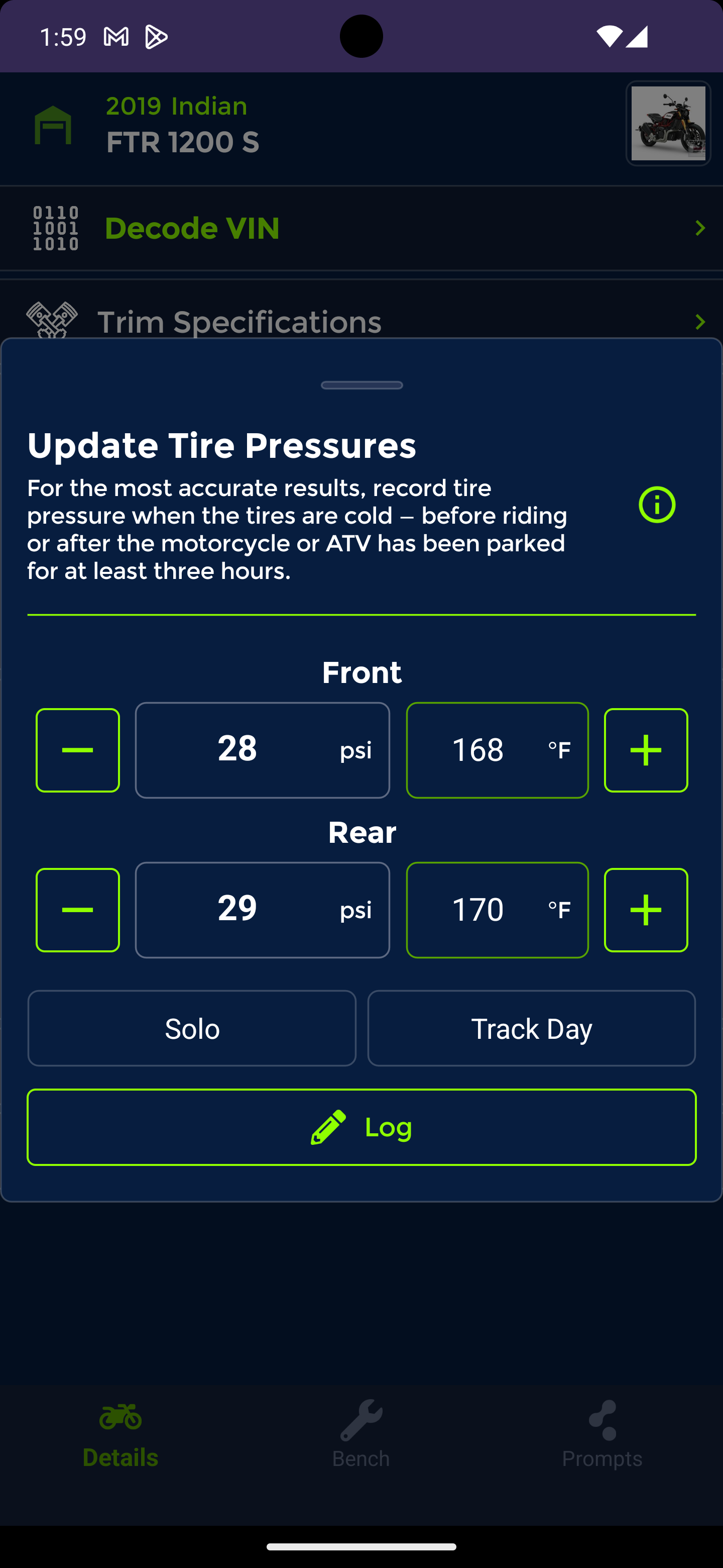 CrankyGarage mobile app screen