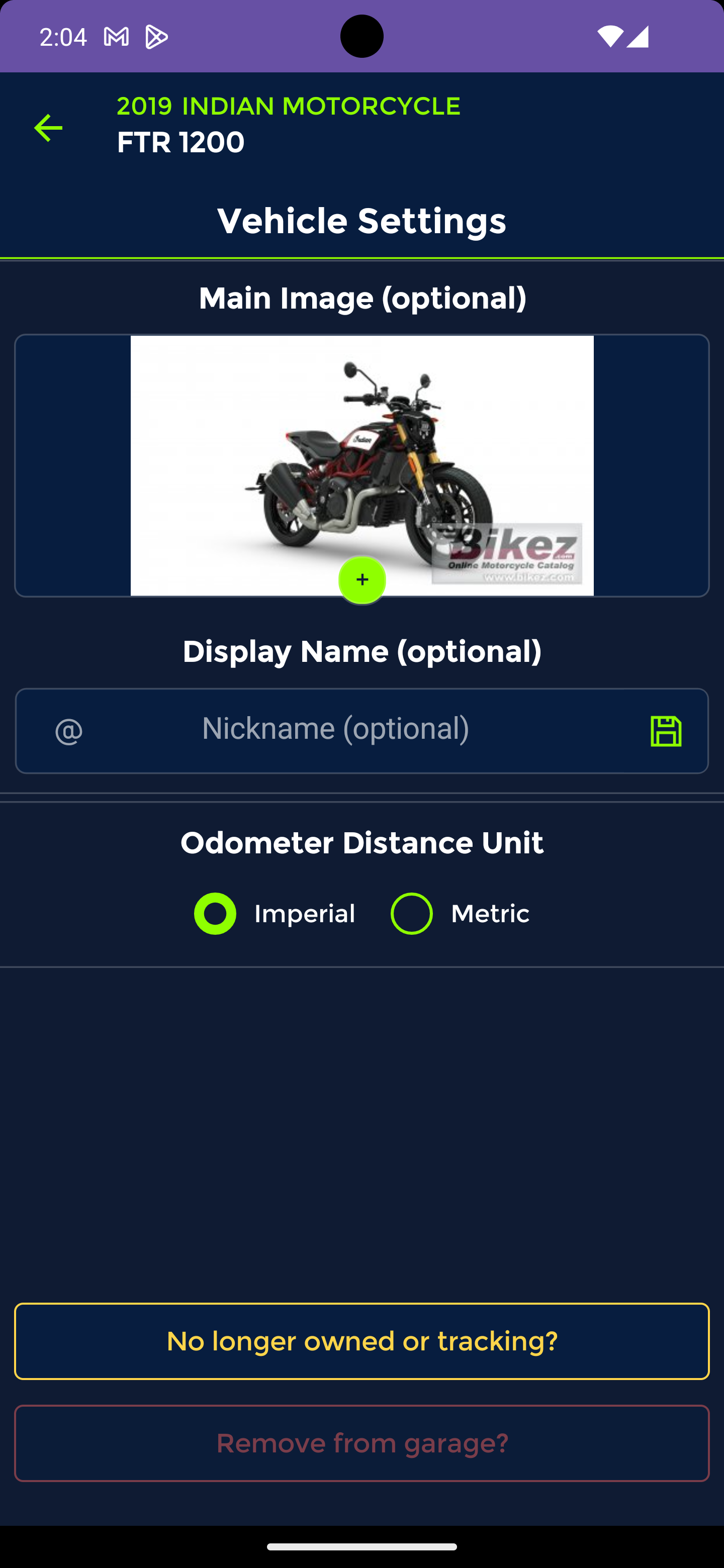 CrankyGarage mobile app screen