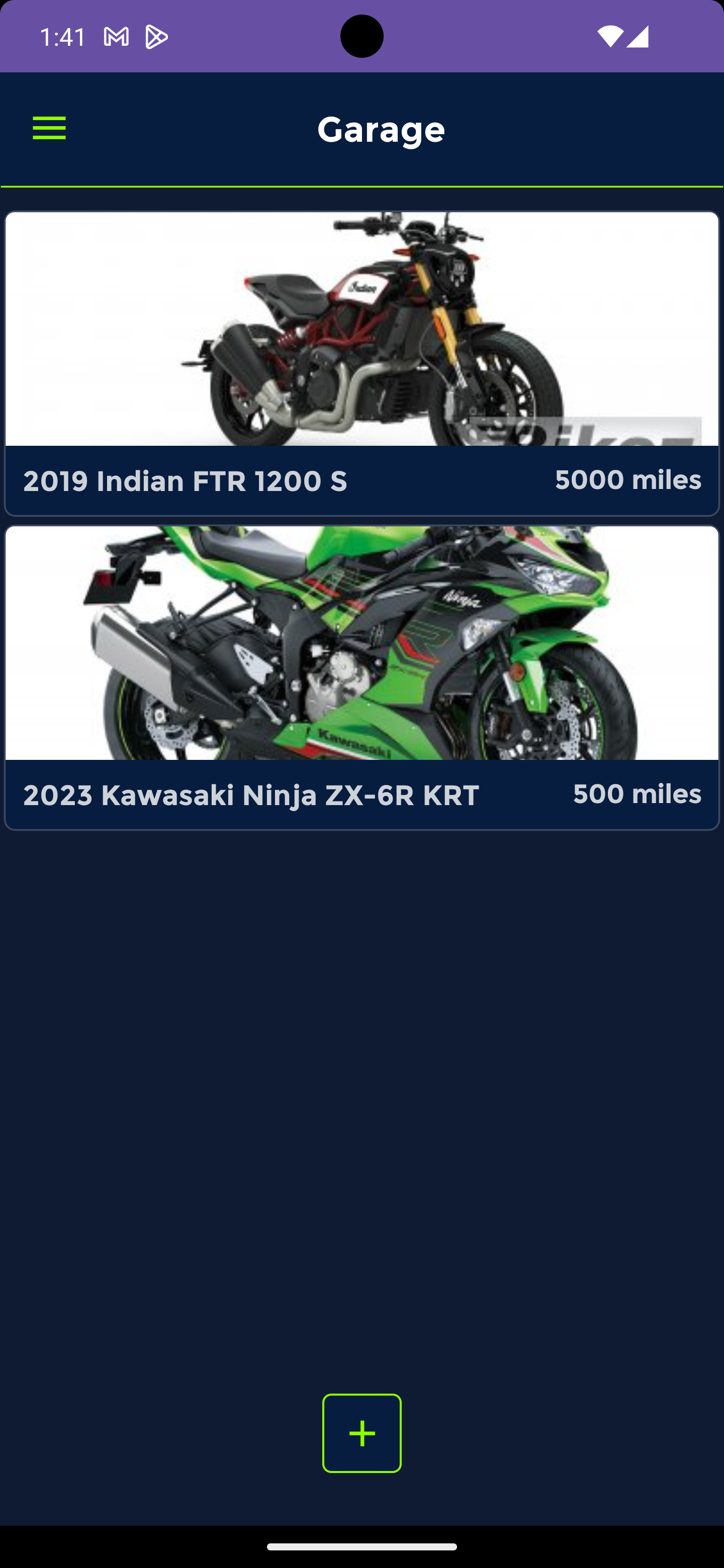 CrankyGarage mobile app screen